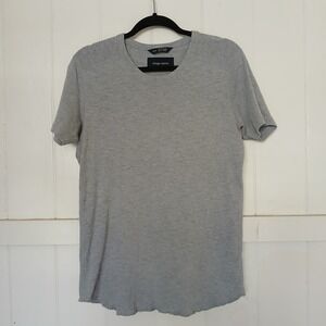 Wings + Horns T-Shirt Gray Short Sleeve Crew Neck Men's Medium Curved Hem Canada